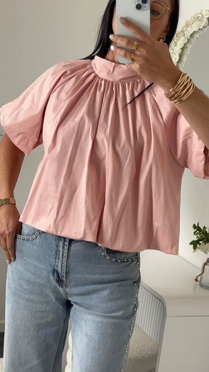 BLOUSE DOS OUVERT ROSE