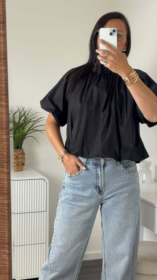 BLOUSE DOS OUVERT NOIRE