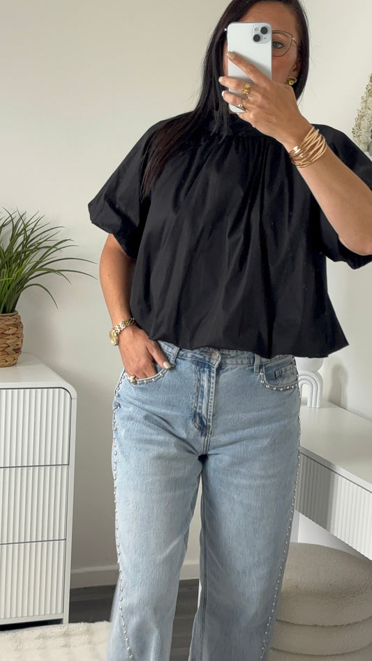BLOUSE DOS OUVERT NOIRE