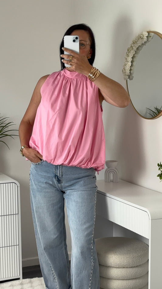 BLOUSE DOS OUVERT ROSE