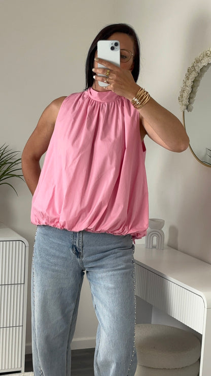 BLOUSE DOS OUVERT ROSE