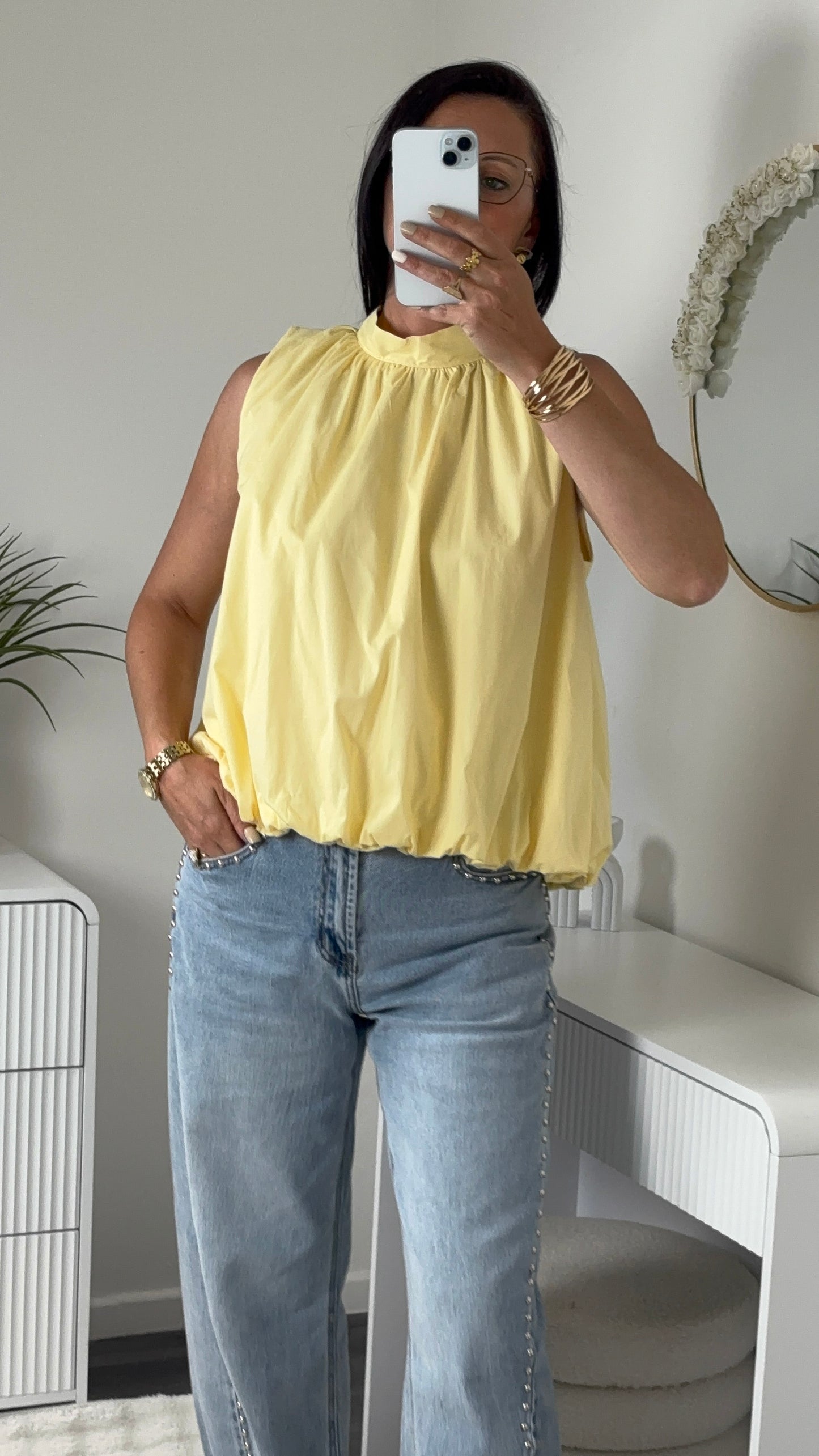 BLOUSE DOS OUVERT JAUNE