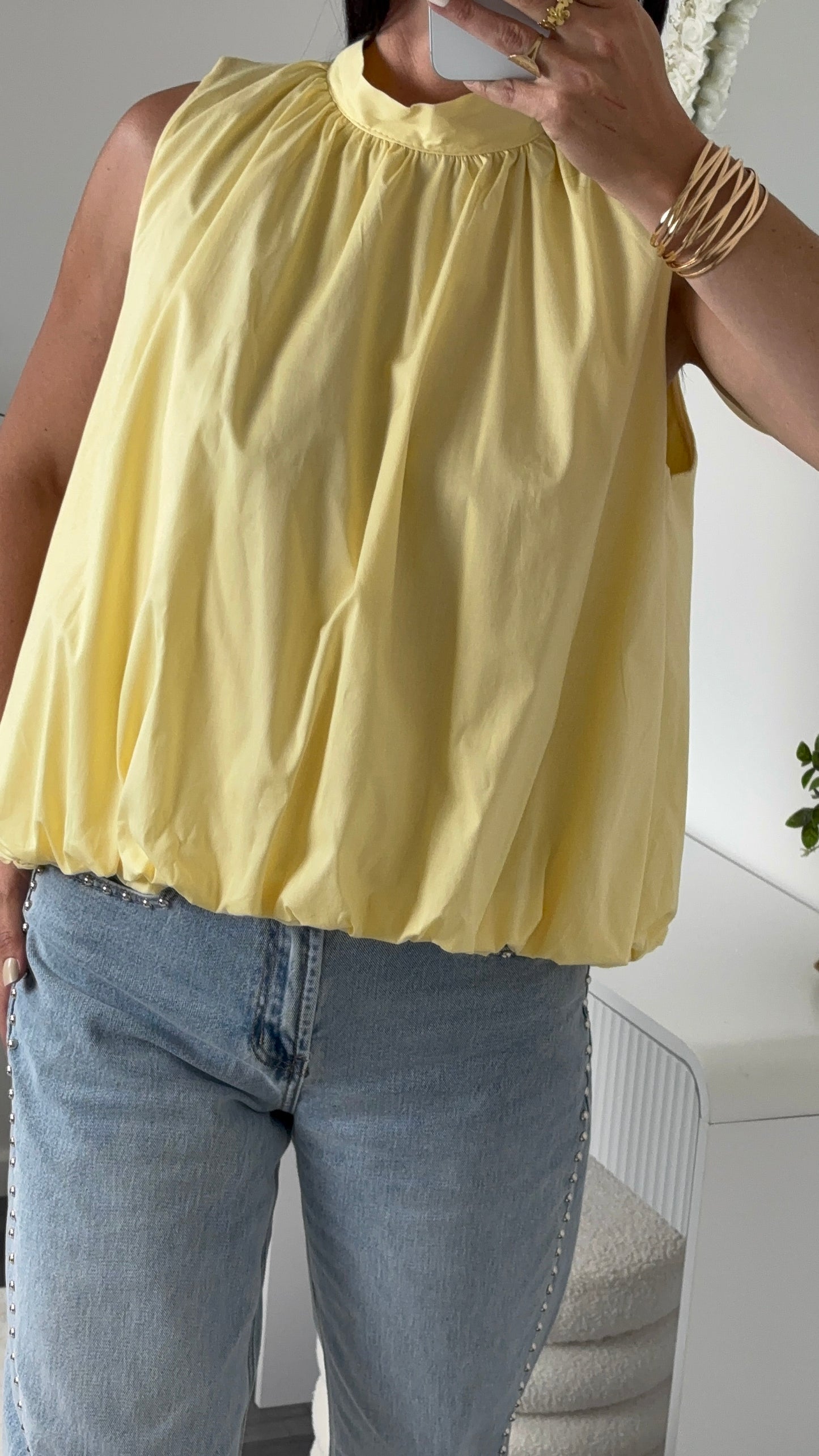 BLOUSE DOS OUVERT JAUNE