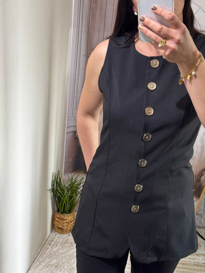 Blouse longue sans manches noire