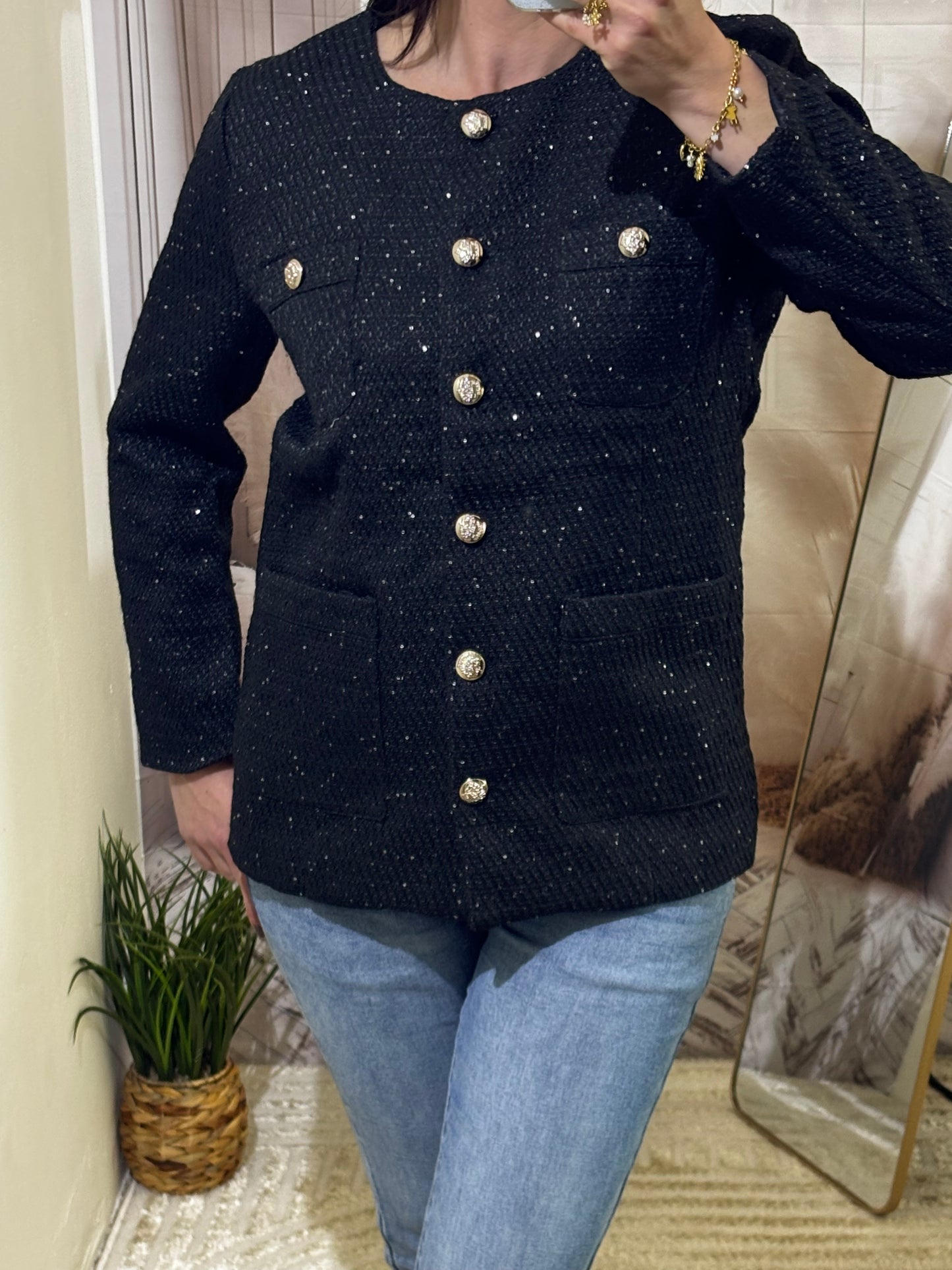 Veste avec sequins noire