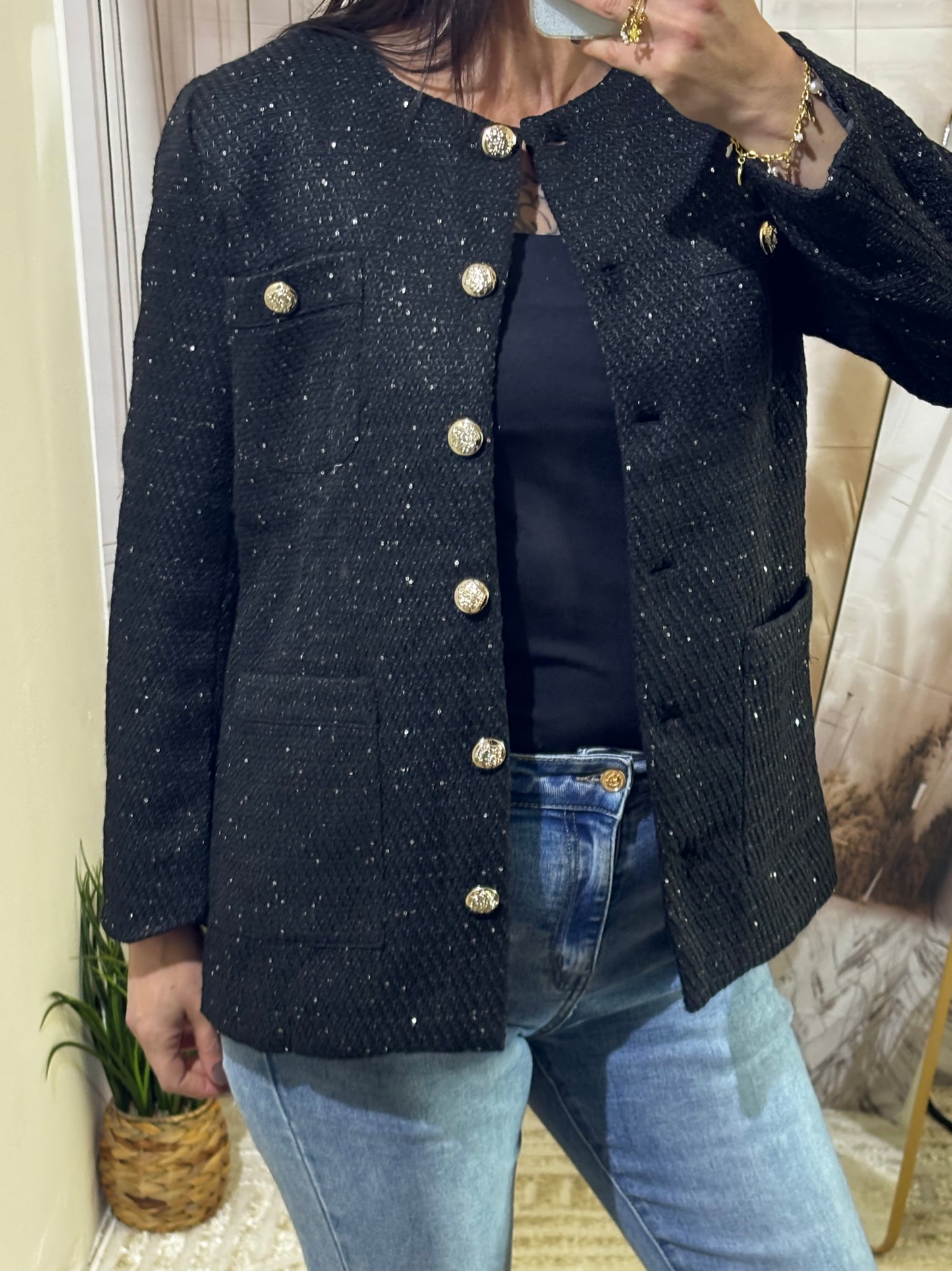 Veste avec sequins noire
