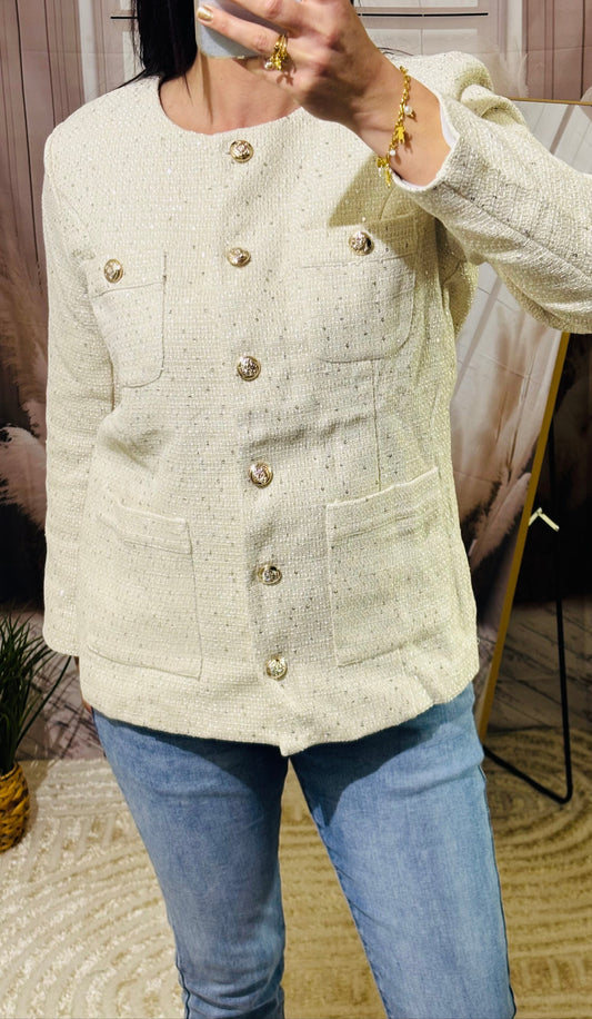 Veste avec sequins beige