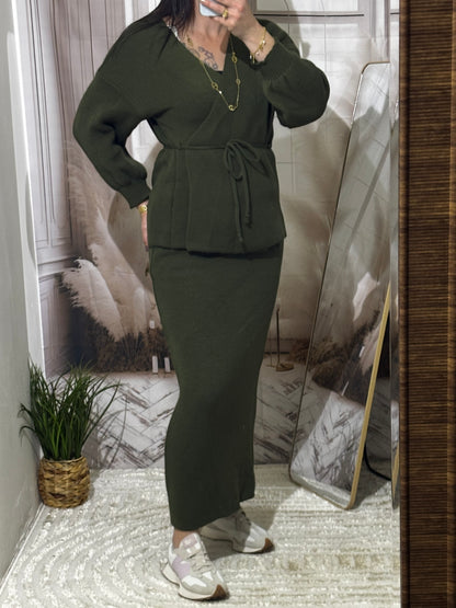 Ensemble gilet & jupe kaki