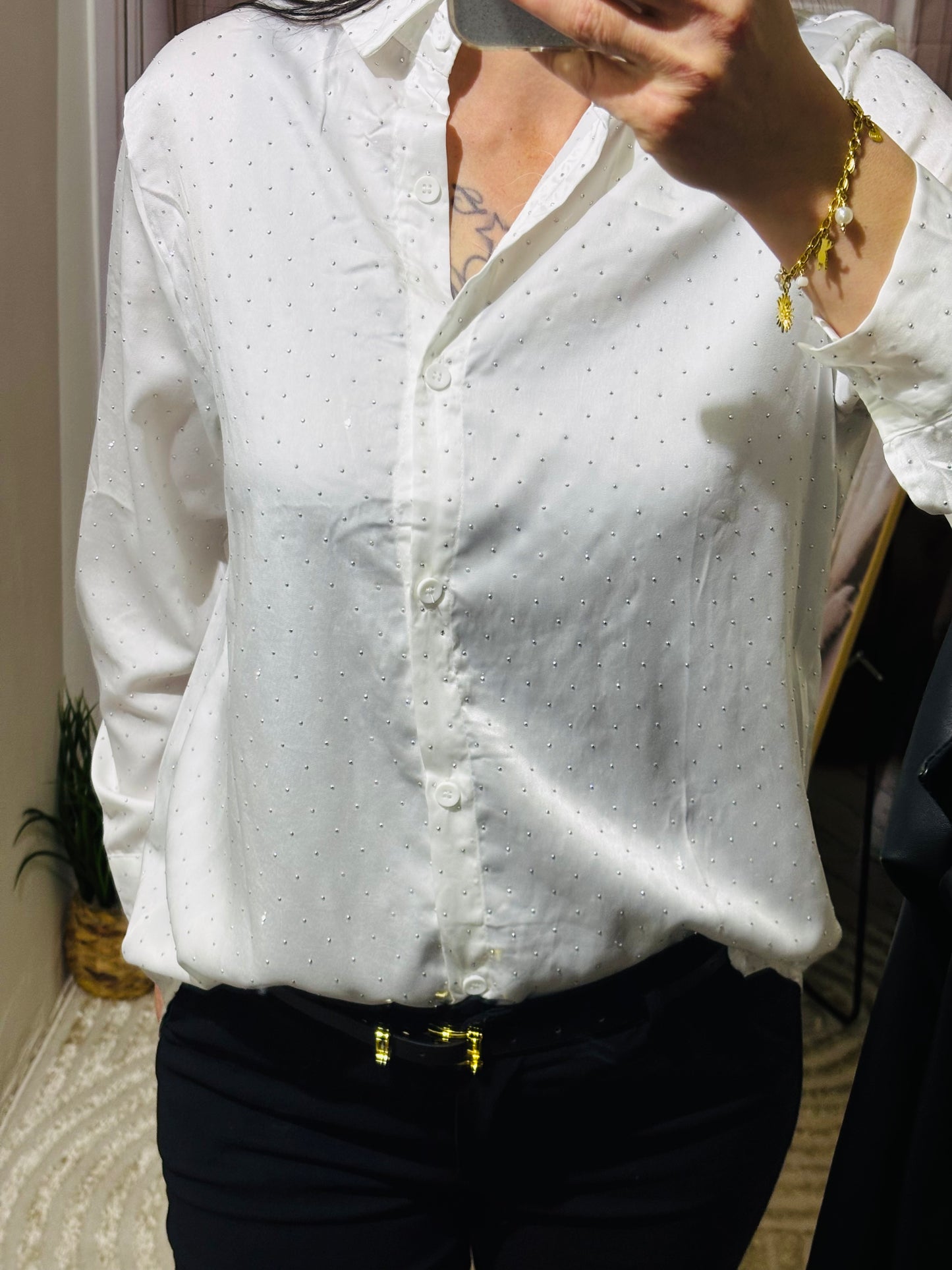 Chemise strass blanche