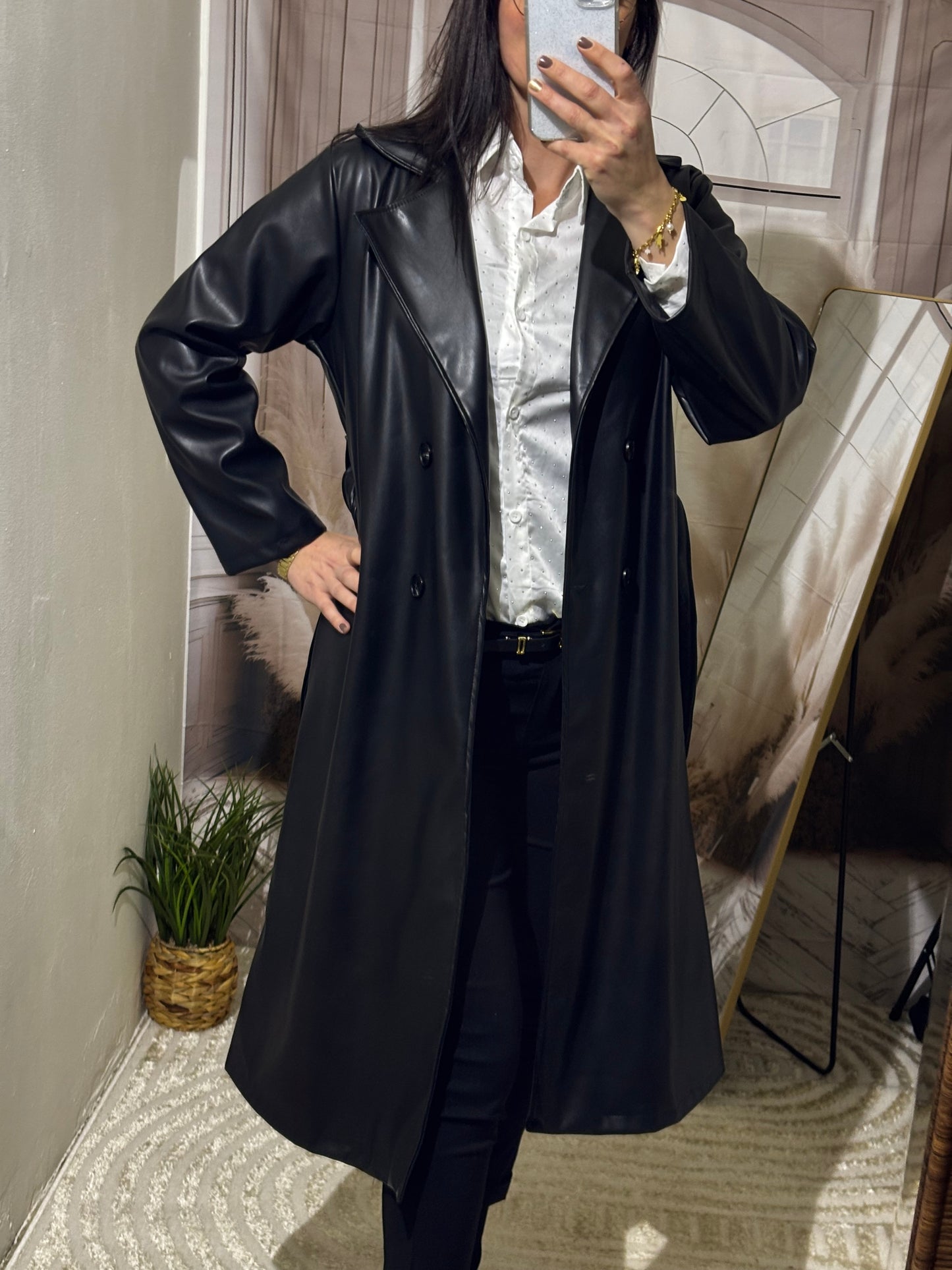 Trench simili noir