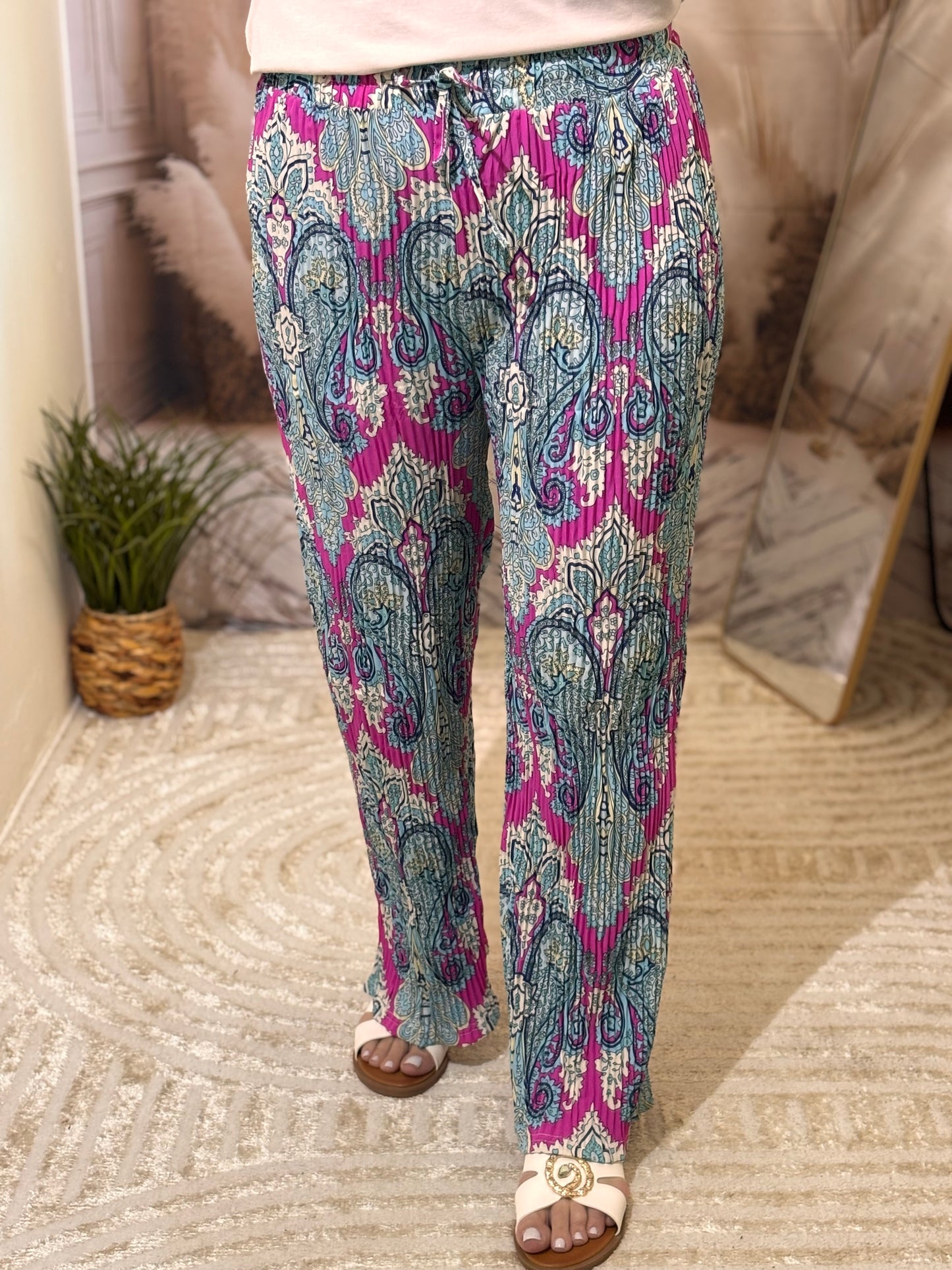 Pantalon imprimé fuchsia