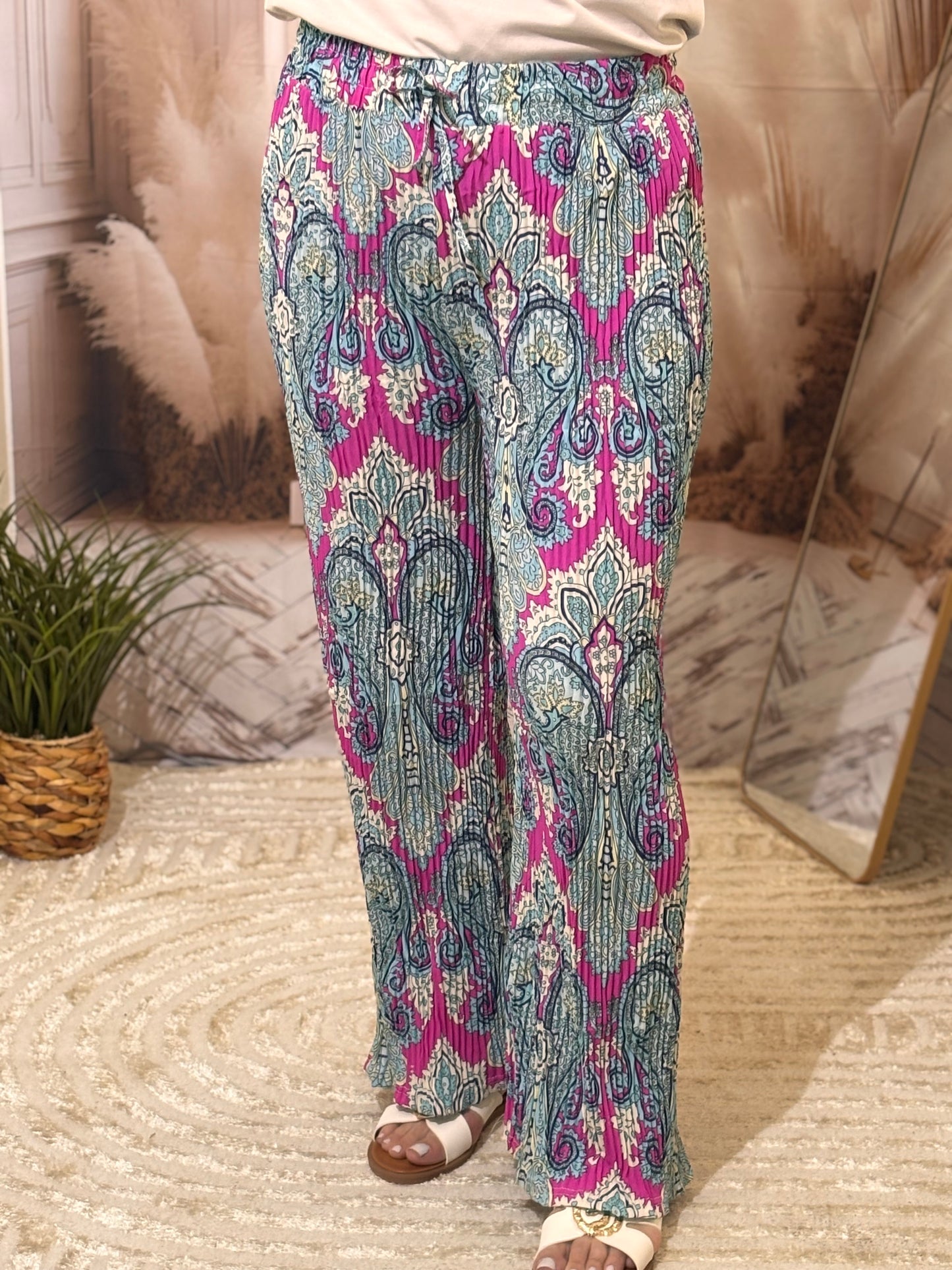 Pantalon imprimé fuchsia