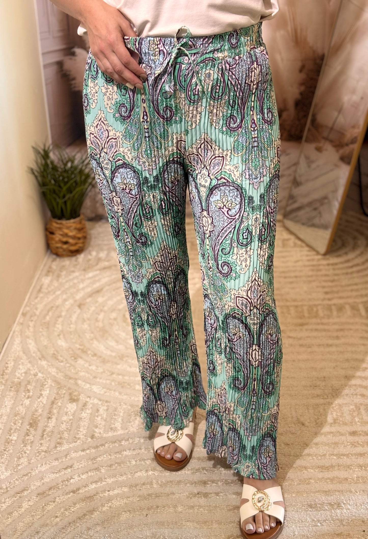 Pantalon imprimé bleu clair