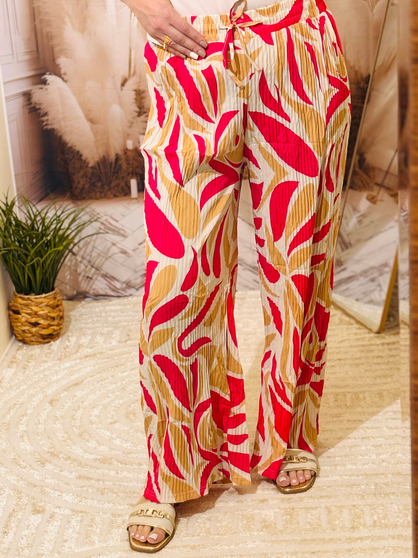 Pantalon motifs fuchsia