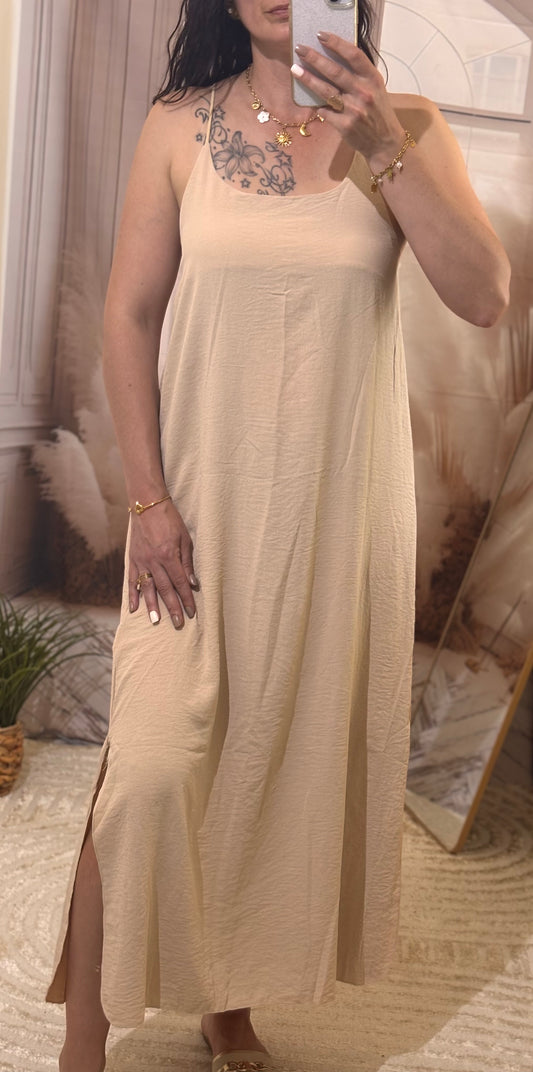Robe fines bretelles beige