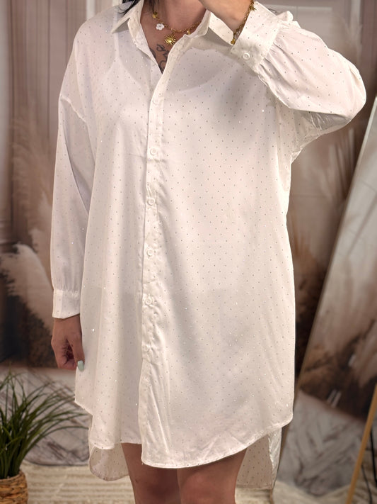 Robe / Chemise strass blanche