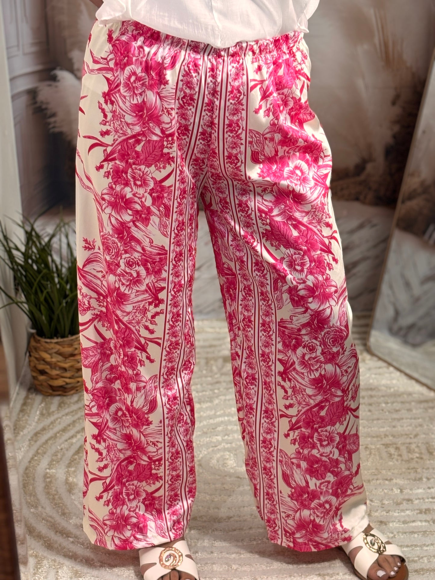 Pantalon fleur rose