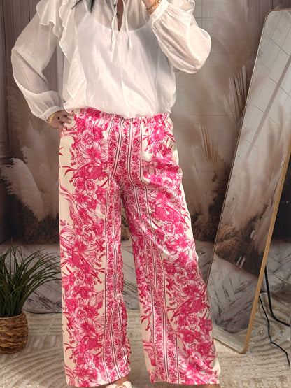 Pantalon fleur rose