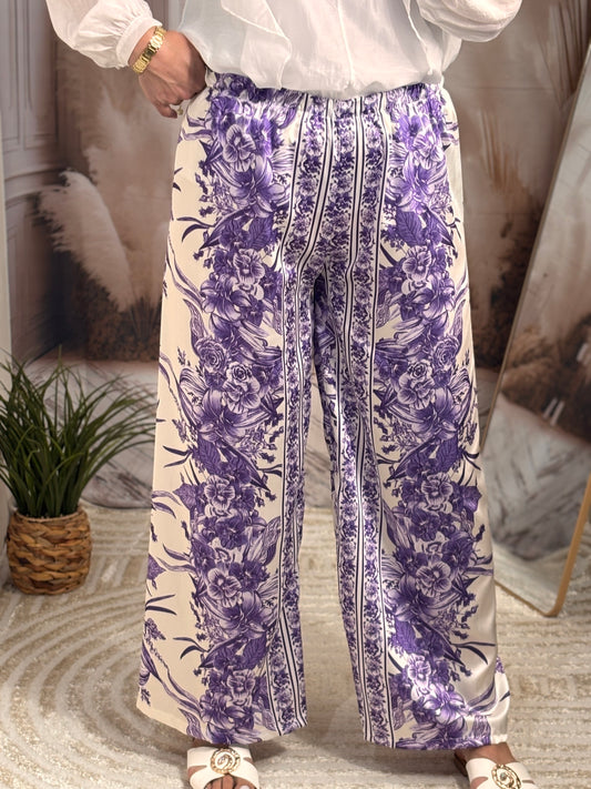 Pantalon fleur violet