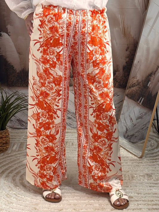 Pantalon fleur orange