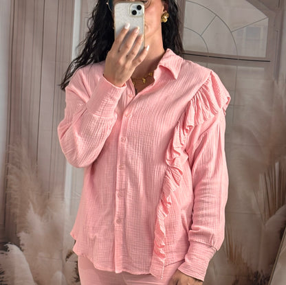 Chemise effet gaz rose