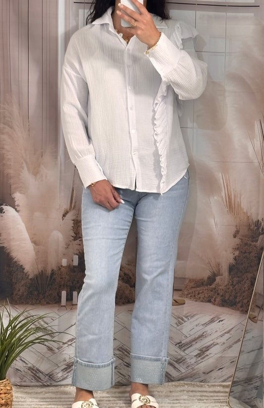 Jeans wide strass
