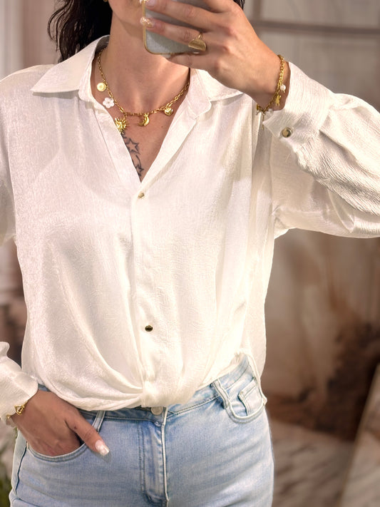 Chemise satinée blanche