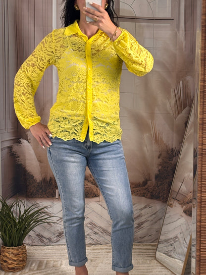 Chemise dentelle jaune