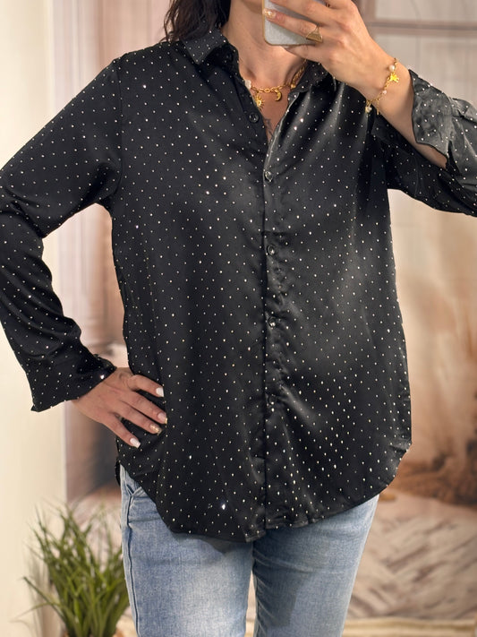 Chemise strass noire