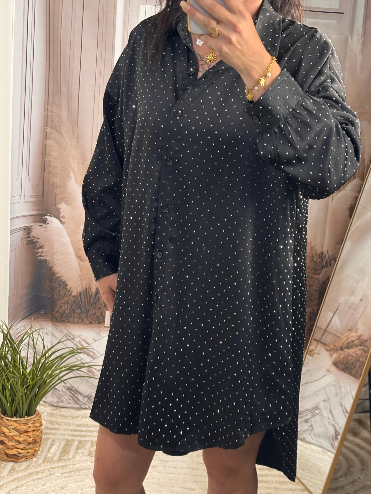 Robe / Chemise strass noire