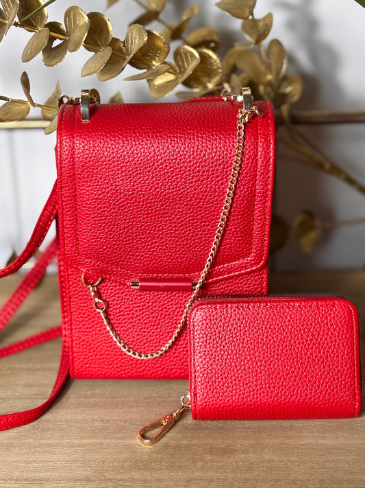 Sac & porte monnaie rouge