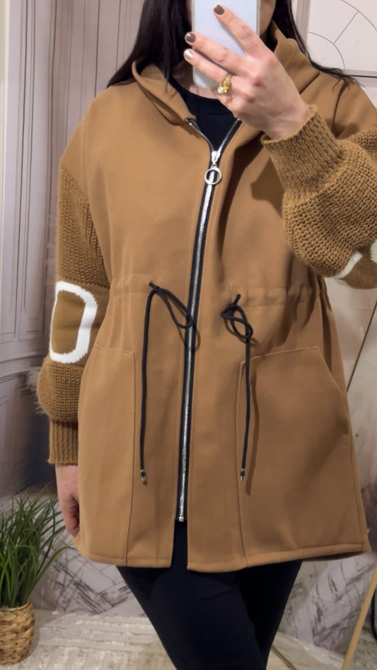 Manteau Love manches laine camel