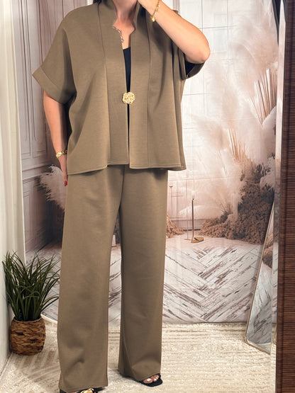 Ensemble veste et pantalon oversize marron clair