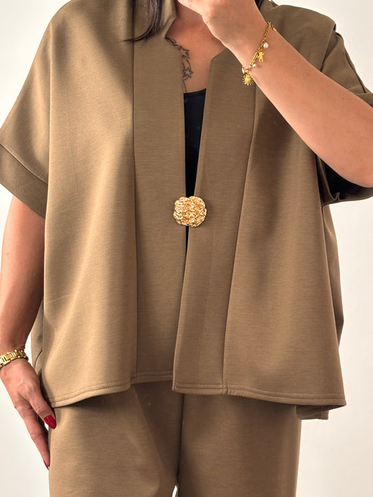 Ensemble veste et pantalon oversize marron clair