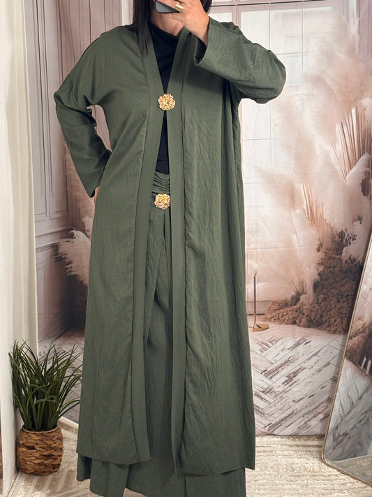 Ensemble gilet & jupe kaki