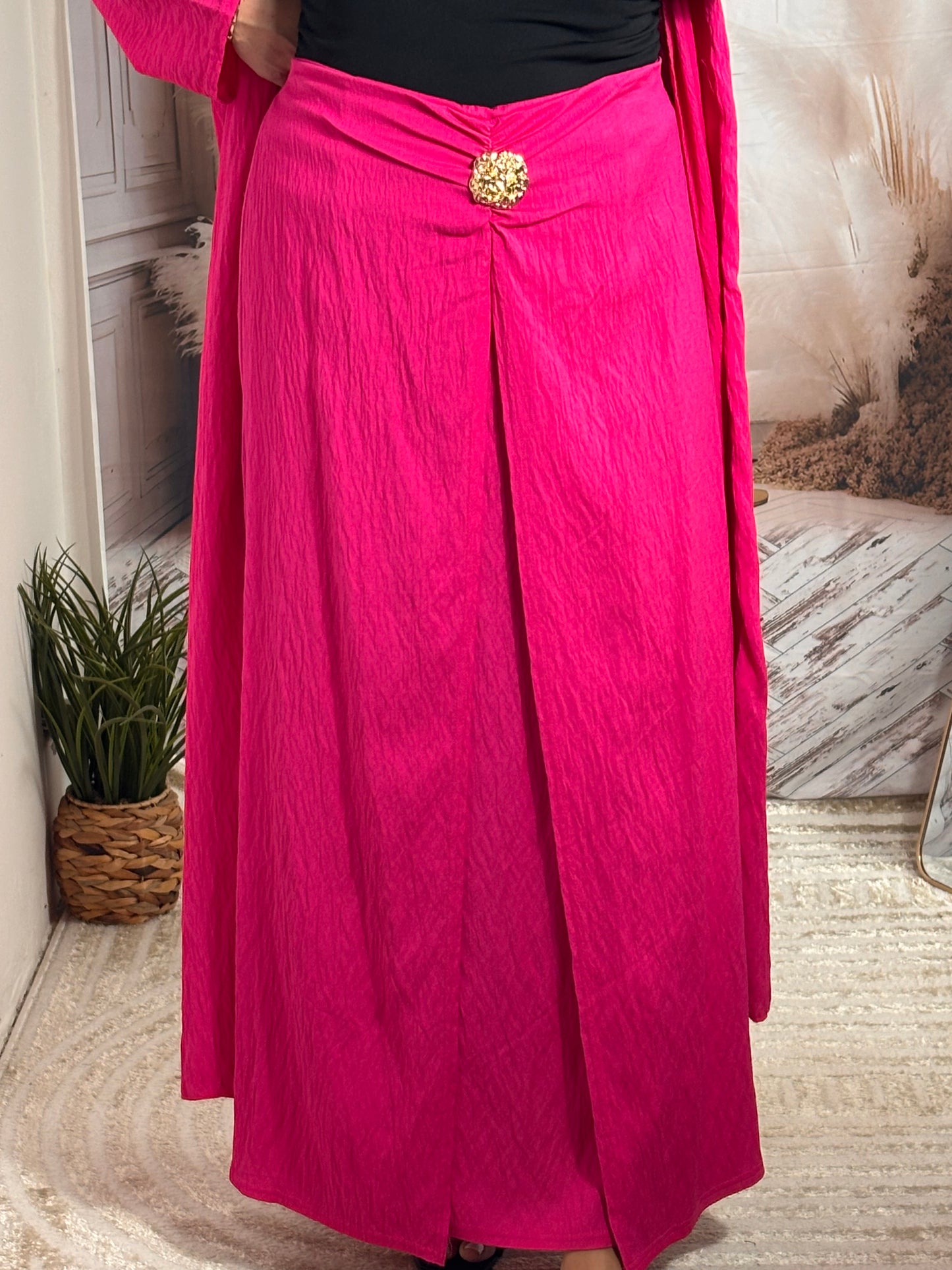 Ensemble gilet & jupe fuchsia