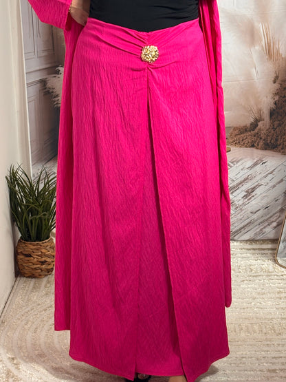 Ensemble gilet & jupe fuchsia