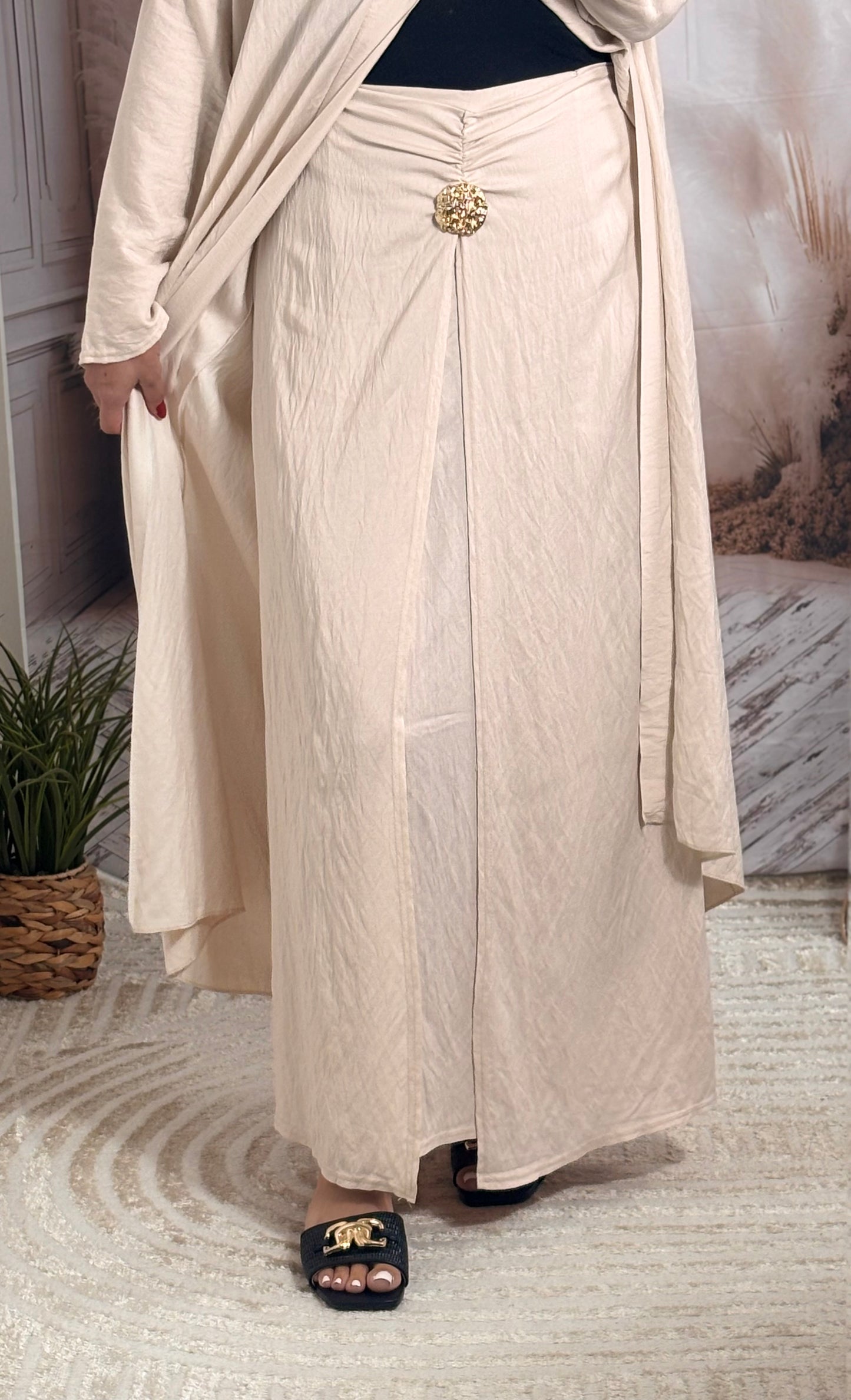 Ensemble jupe & gilet beige