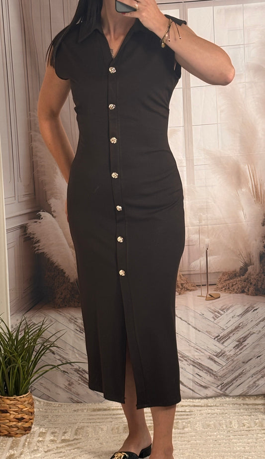 Robe col v marron