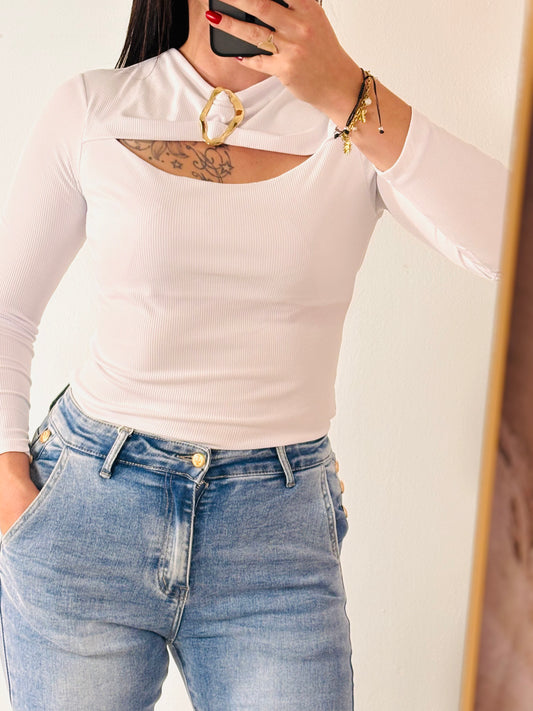 Top boucle blanc