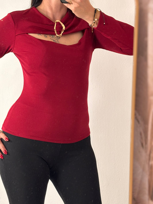 Top boucle bordeau