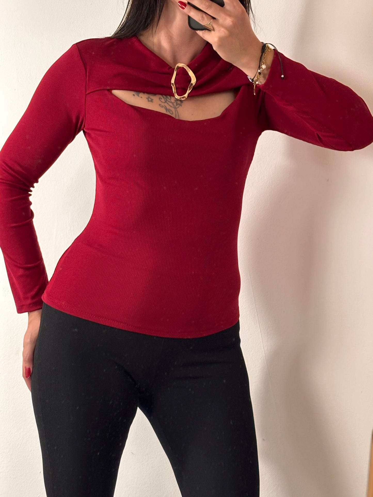 Top boucle bordeau