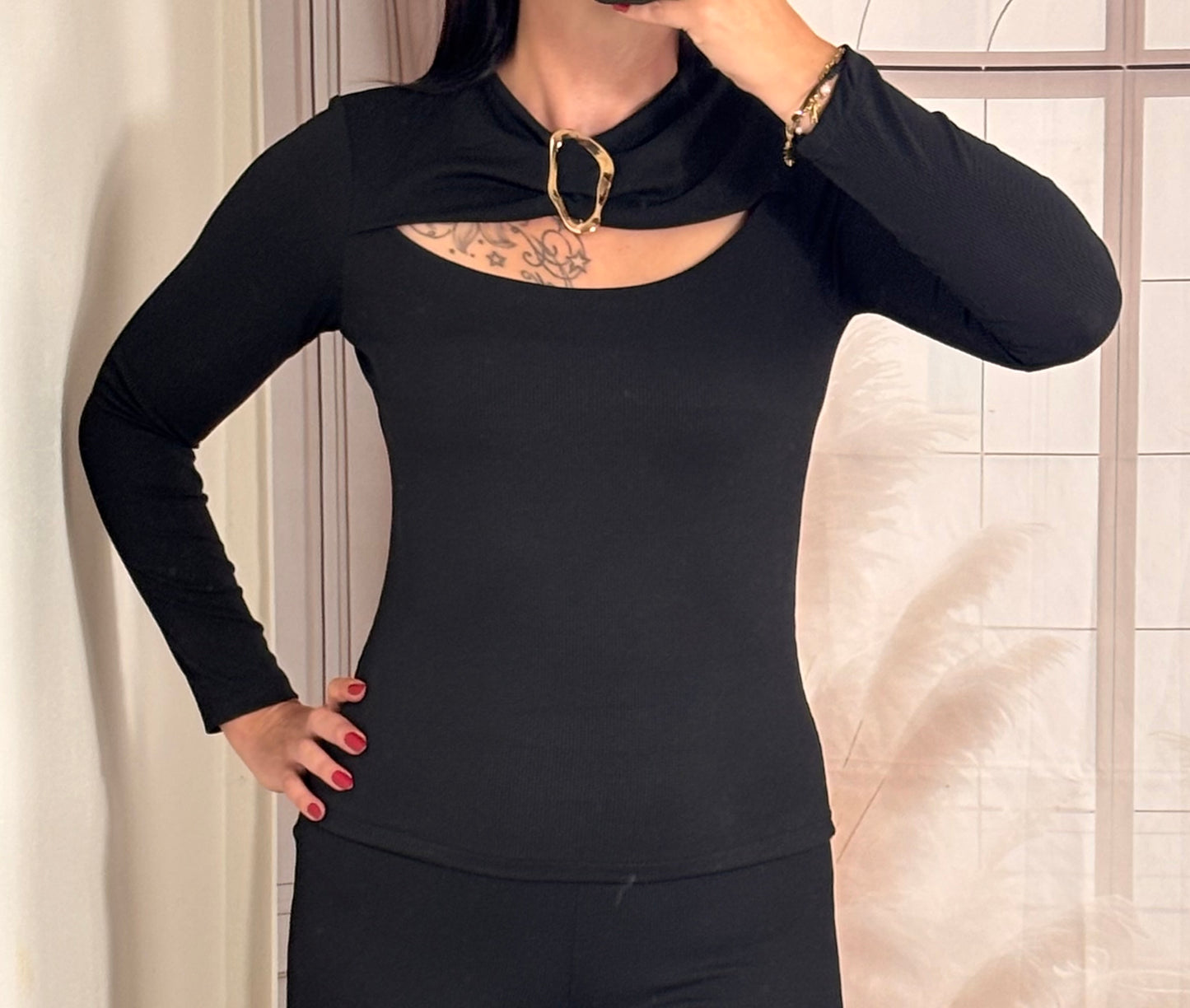 Top boucle noir