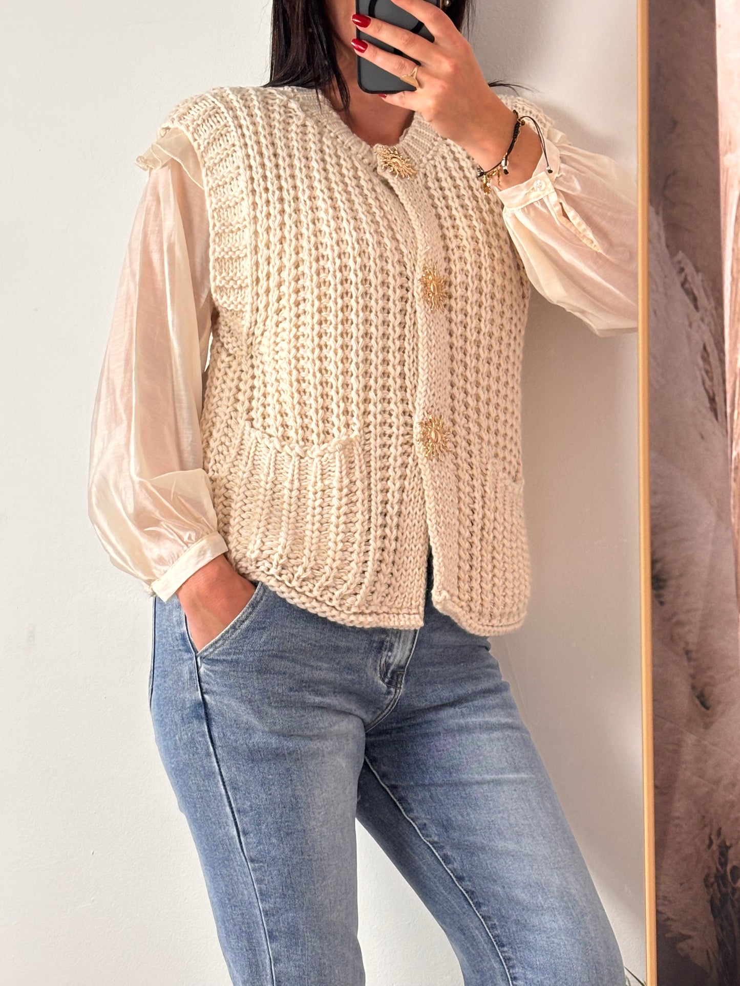 Gilet maille beige