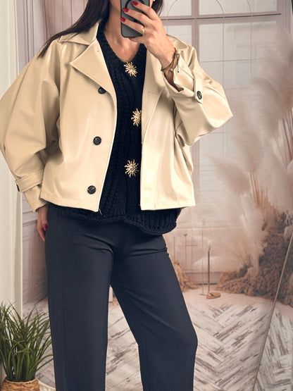 Veste oversize simili beige