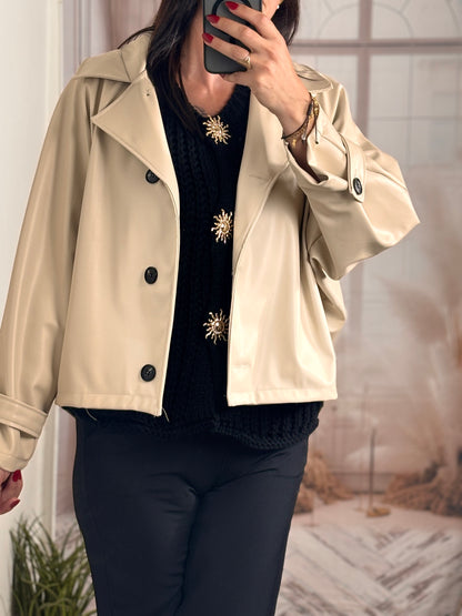 Veste oversize simili beige