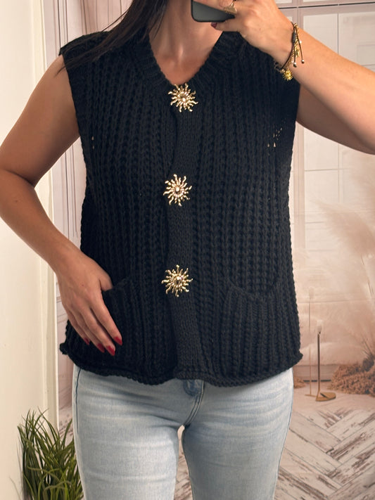 Gilet maille noir