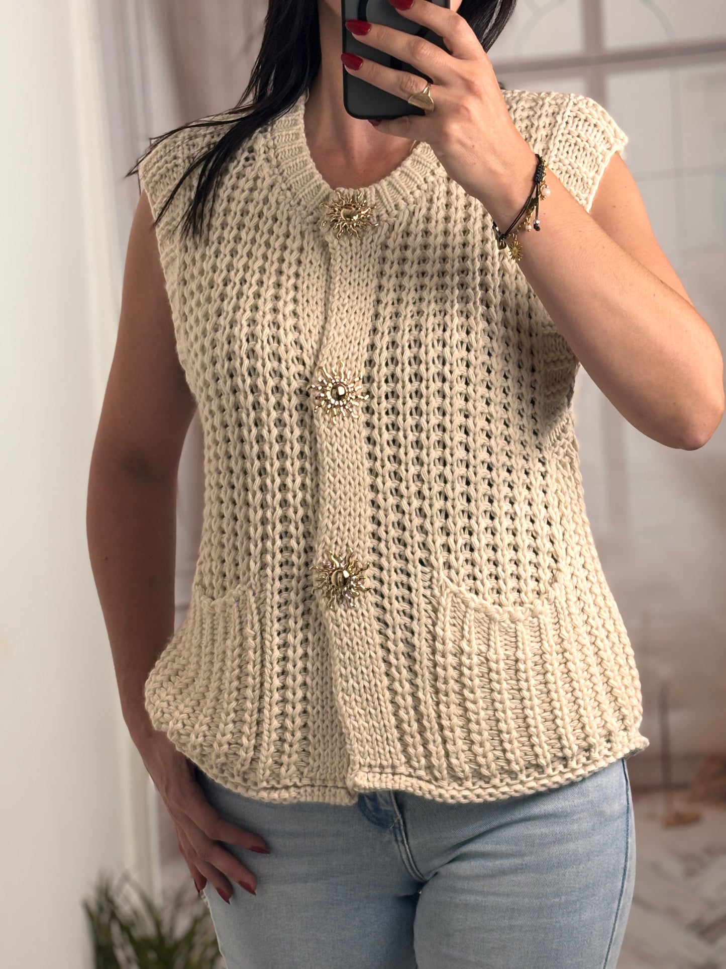 Gilet maille beige