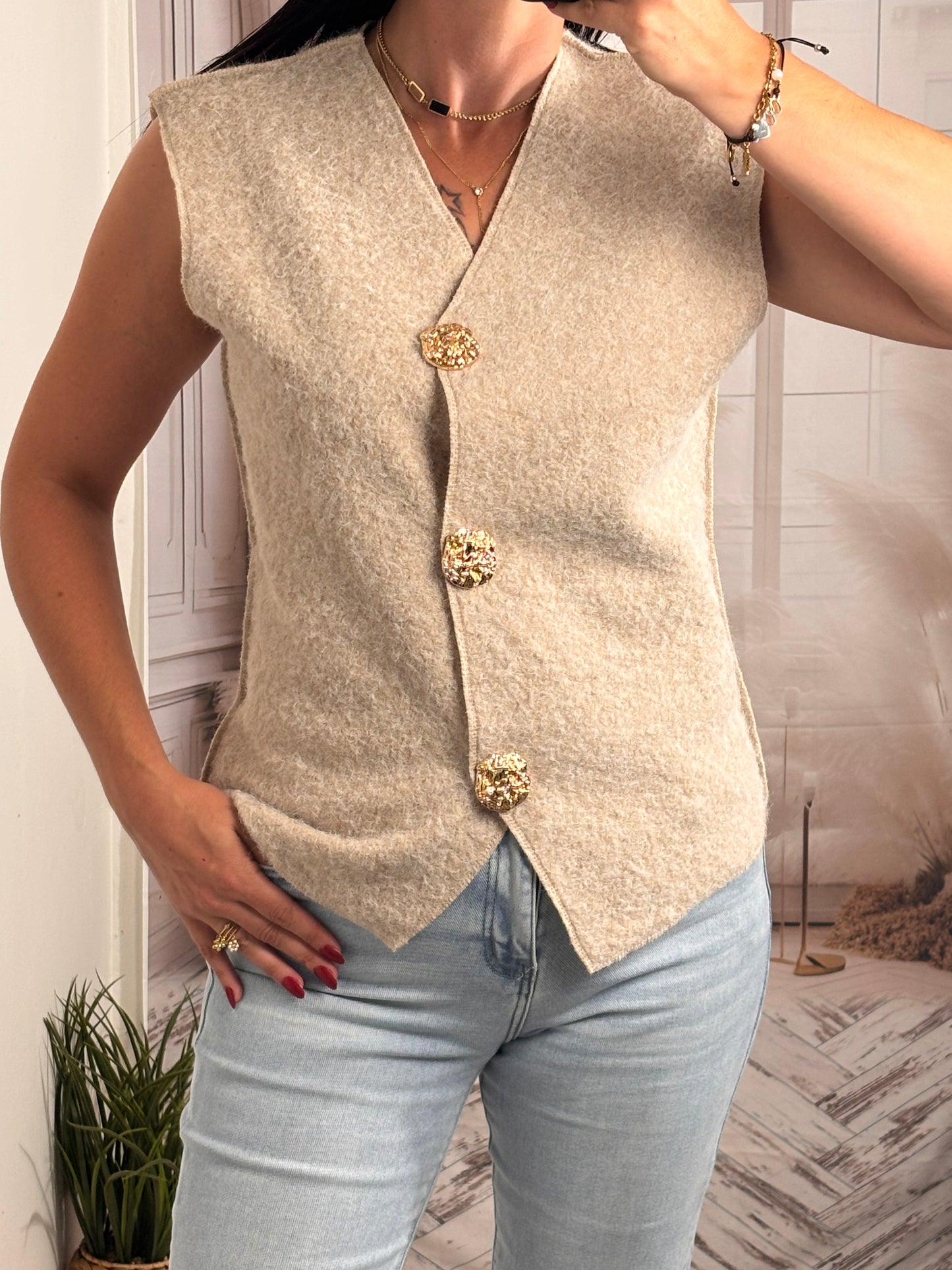 Gilet pépite beige