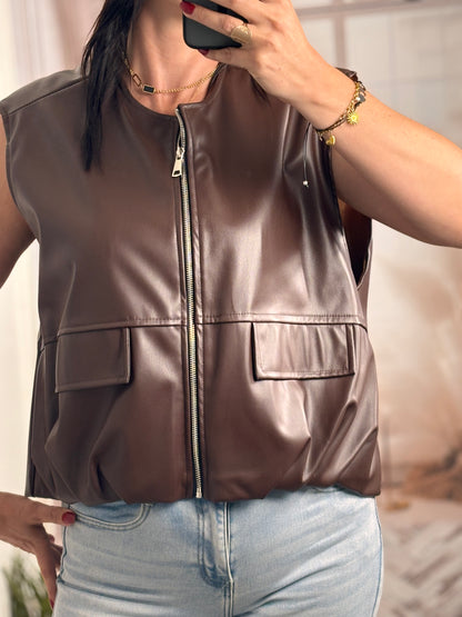Veste simili marron
